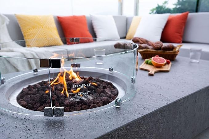 Elementi | Bundle Metropolis Gas Fire Pit Cast Concrete 56" Rectangular Fire - Image 4