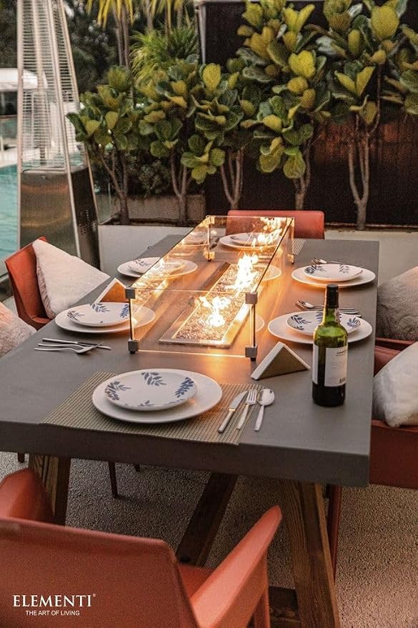 Elementi | Bundle Sonoma Gas Fire Pit Cast Concrete Rectangular Dining Fire - Image 3