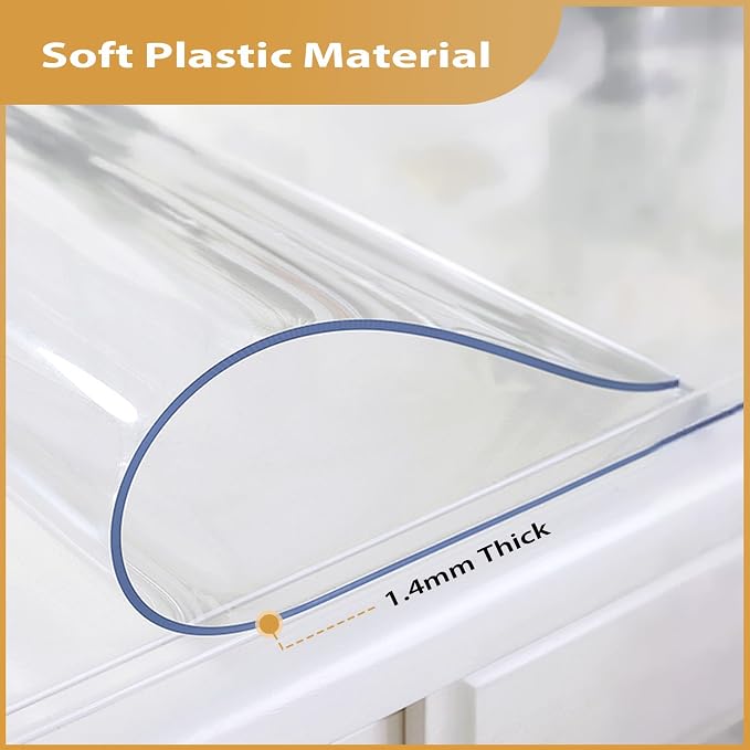 Clear Table Protector 24 x 48 Inch, 1.4mm Thick Waterproof PVC Plastic Table - Image 3