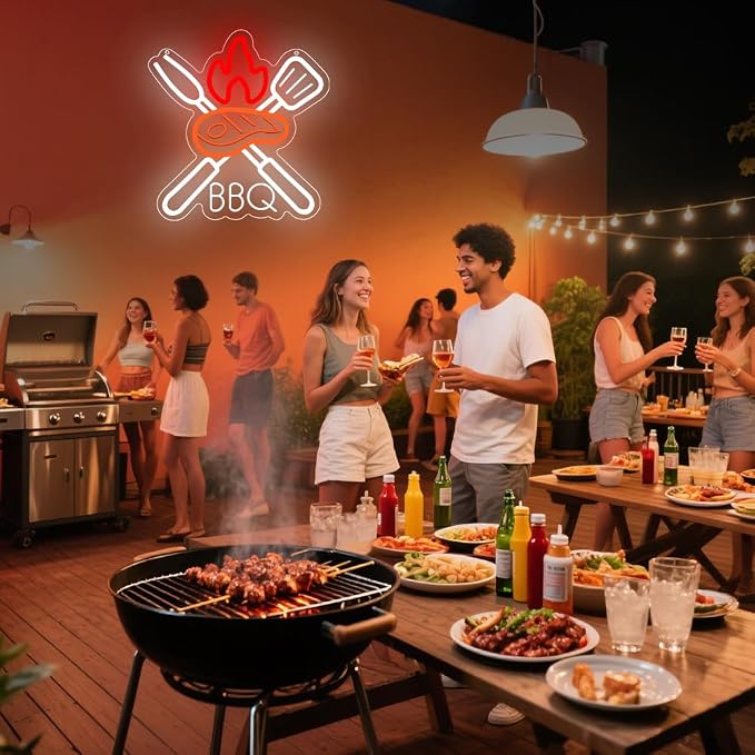 BBQ Neon Signs for Wall Decor, Adjustable Brightness Grill LED Sign for BBQ - Image 8