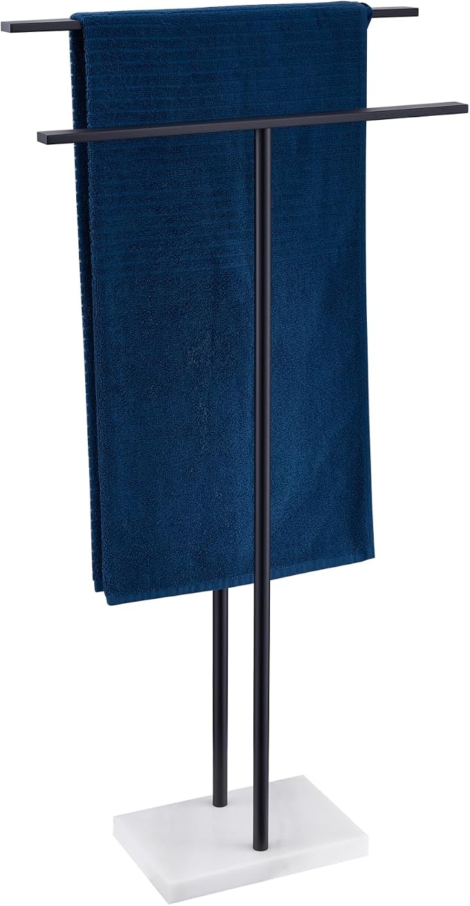 Free Standing Towel Racks Matte Black 2-Tier Towel Holder by AONEON