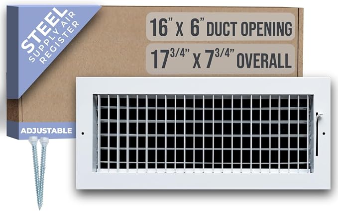 Fits 16x6 Duct Opening Steel Adjustable Air Supply Grille by Handua | Register by Handua