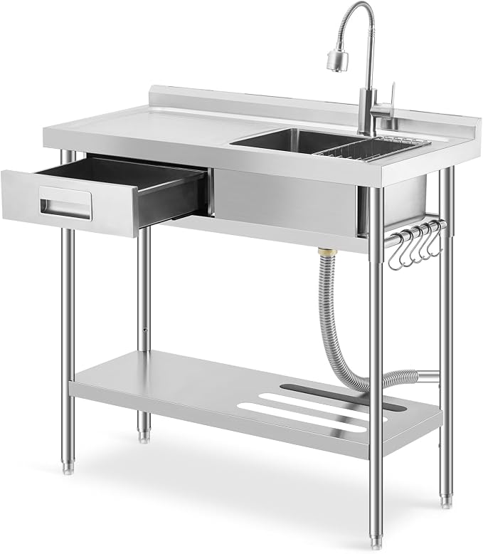 Freestanding Stainless Steel Utility Sink by Unknown