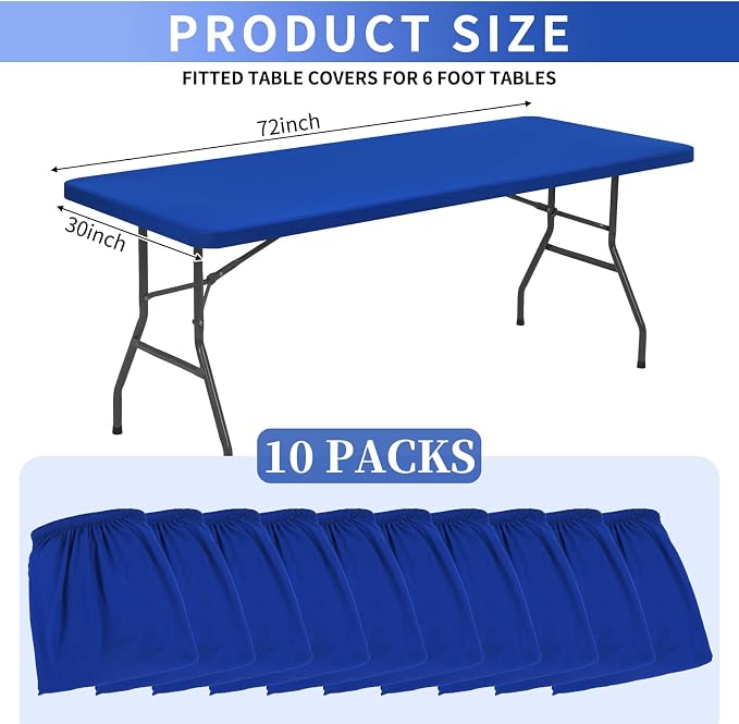10 Pack Stretch Fabric Table Top Cap Cover, fits 6' Tables, Spandex Table - Image 2