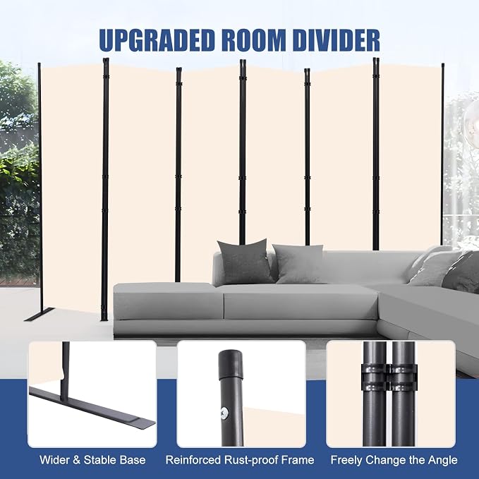 Room Divider and Folding Privacy Screens， 6 Panel Wide Room Divider Wall Screen - Image 2