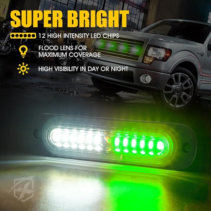 Xprite White Green LED Surface Mount Strobe Lights Kit, w/Control Panel - Image 3