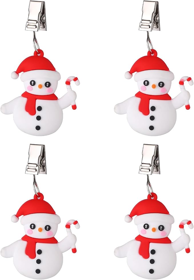 TwoFish Home Set of 4 Snowman Tablecloth Weights Clips Handicraft Snowman - Image 4