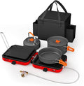Hisencn Camping Stove, 2 Burner Propane Stove, 20000 BTU/h Camping Cooking set by Hisencn
