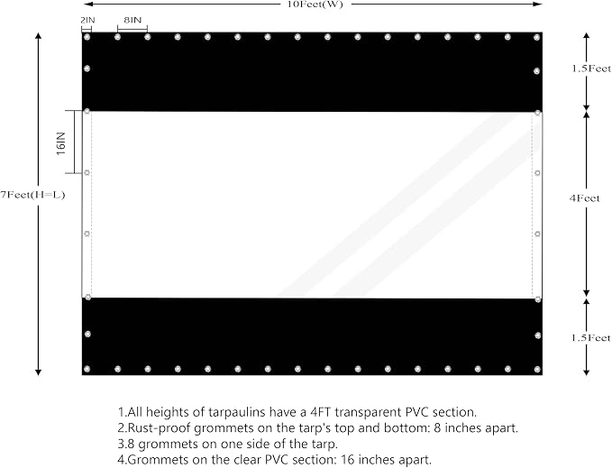 20 Oz Outdoor Vinyl Curtain, Outdoor Clear Panel Curtain, Weather Resistant - Image 5