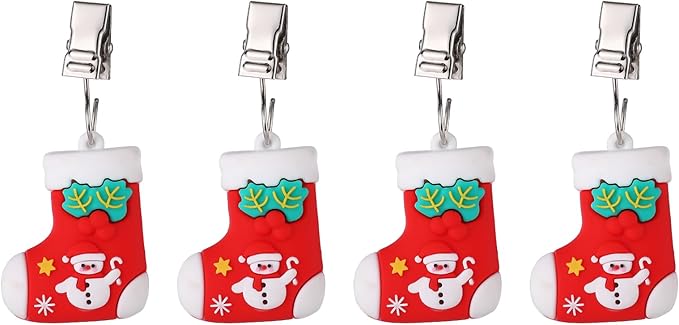 TwoFish Home Set of 4 Christmas Boots Tablecloth Weights Clips Handicraft by TwoFishHomeFashionLLC