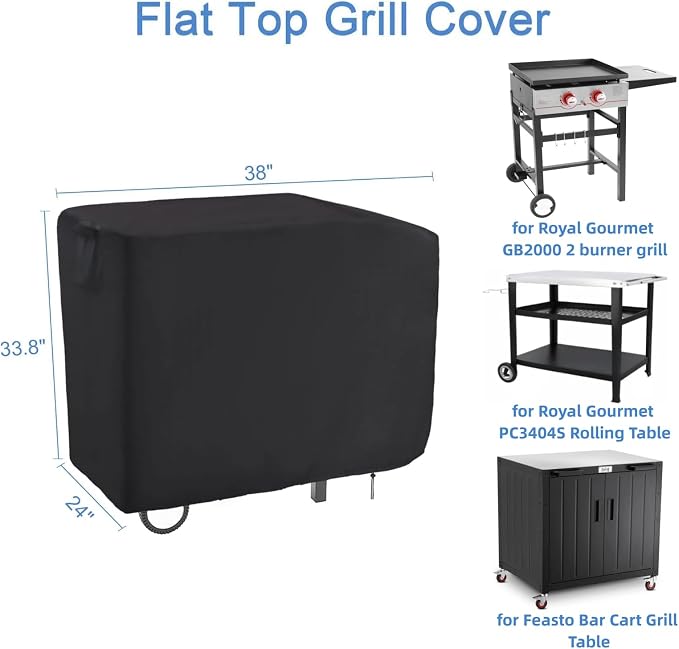 Flat Top Grill Cover for Royal Gourmet 2 Burner Griddle, 38 Inches Waterproof - Image 7