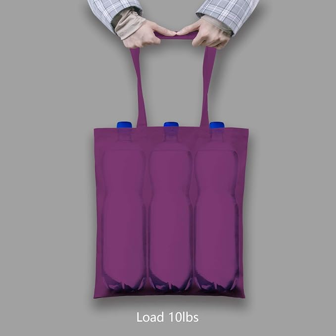 TOPDesign 12-Pack Economical 16"x15" Purple Cotton Tote Bag, Lightweight Medium - Image 6