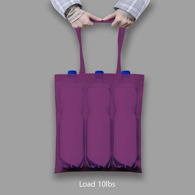 TOPDesign 6-Pack Economical 16"x15" Purple Cotton Tote Bag, Lightweight Medium - Image 6