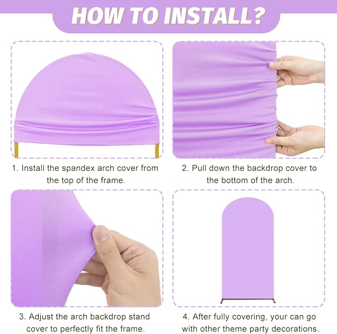MODFUNS Spandex Arch Backdrop Cover 6ft 6.6ft 7.2ft Lavender Light Blue Pink - Image 5