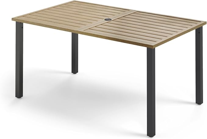 Outdoor Patio Dining Table for 6, All Weather Wrought Iron Outdoor Table for - Image 8