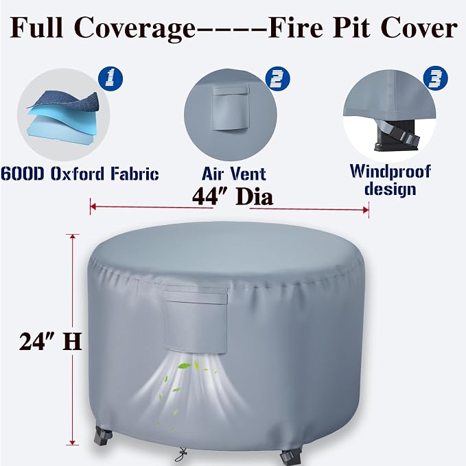Chinchilla Heavy Duty 44 Inch Round Fire Pit Cover - Image 2