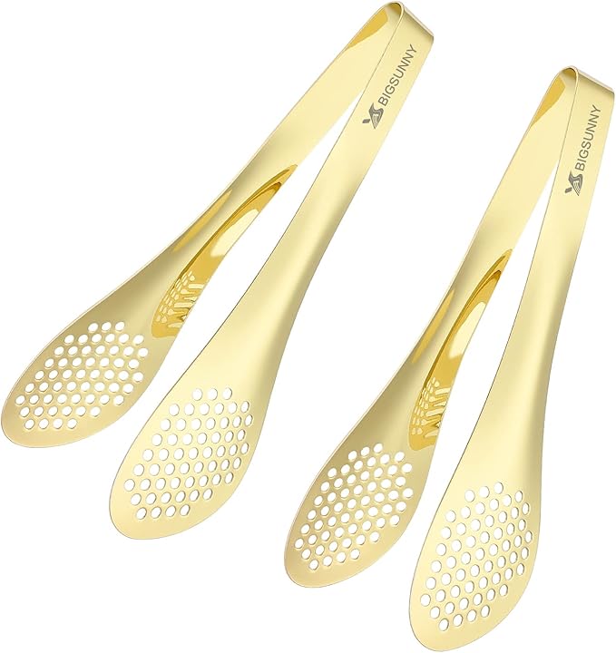 Serving Tongs, 2-Pack, 9-Inch Gold Stainless Steel