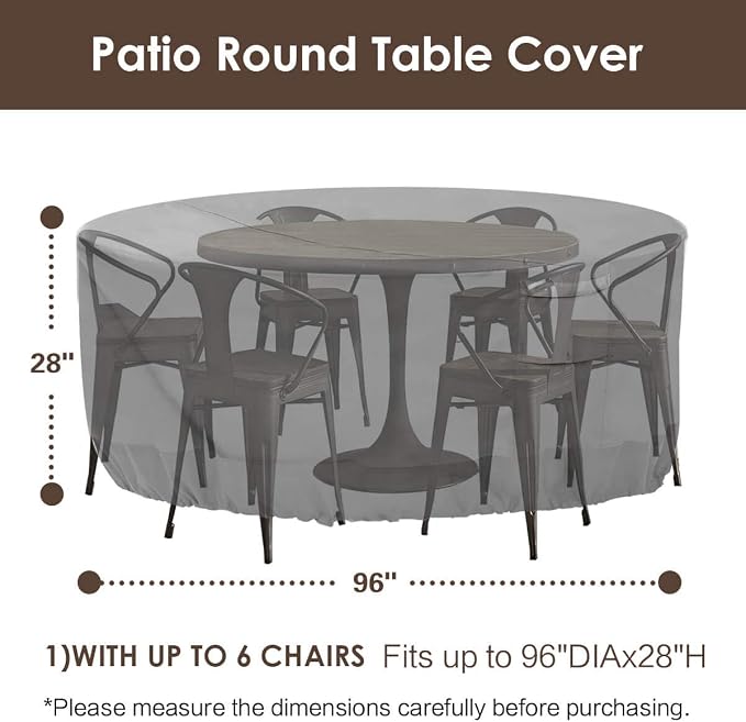 Vailge Round Patio Furniture Covers, 100% Waterproof Outdoor Table Chair Set - Image 2
