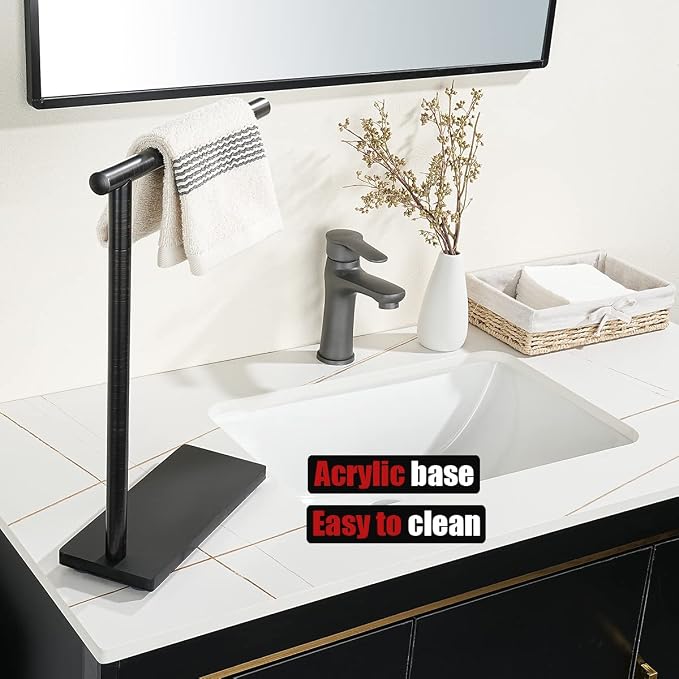 JQK Hand Towel Holder Stand Oil Rubbed Bronze, Modern Tree Rack Free Standing - Image 5