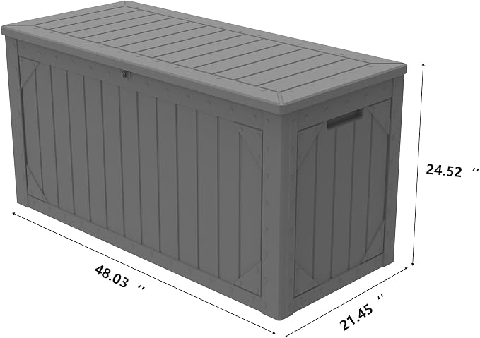100 Gallon Outdoor Storage Box Waterproof, Lockable Resin Deck Box Patio - Image 4