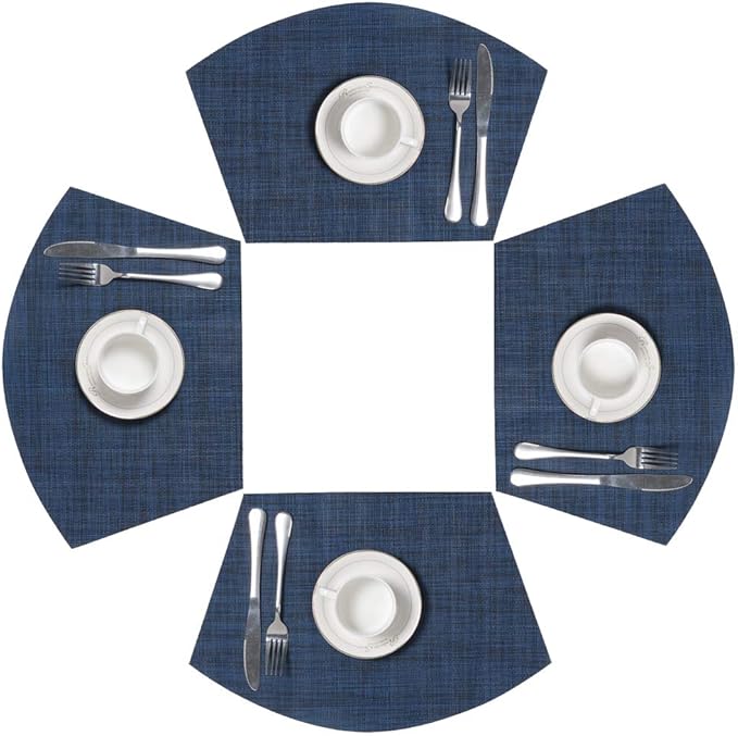 SHACOS Small Round Table Placemats Wedge Placemat Set of 4 Non Slip Heat by SHACOS