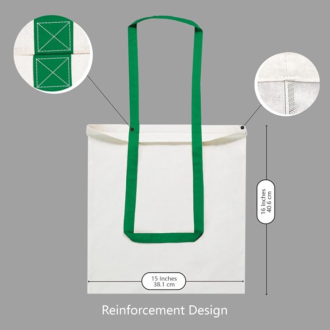 TOPDesign 6-Pack Economical 16"x15" Cotton Tote Bag, Lightweight Medium - Image 5