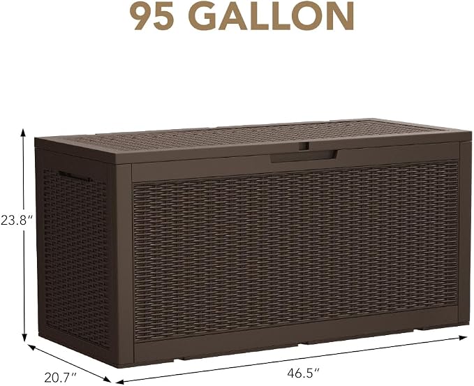 Devoko 95 Gallon Deck Box Large Resin Outdoor Storage Box, Waterproof and UV - Image 6