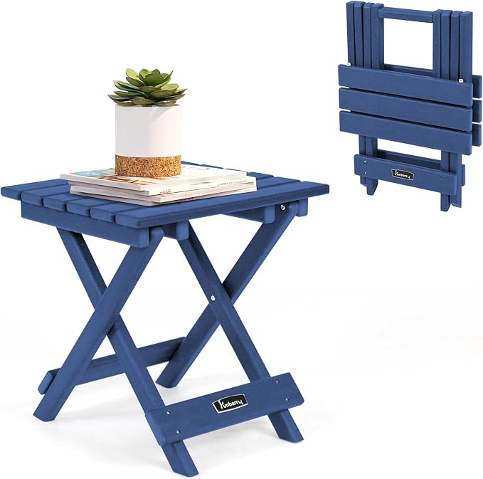 FUNBERRY Outdoor Folding Adirondack Side Table, Portable No Assembly Patio End by FUNBERRY
