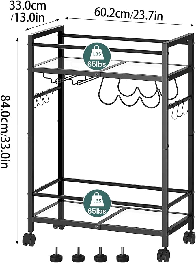 Bar Cart with Wine Rack, Serving Cart - Image 7
