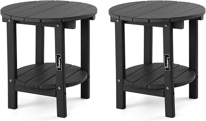FUNBERRY Outdoor Adirondack Side Table Set of 2, 2-Tier Patio End Tables by FUNBERRY