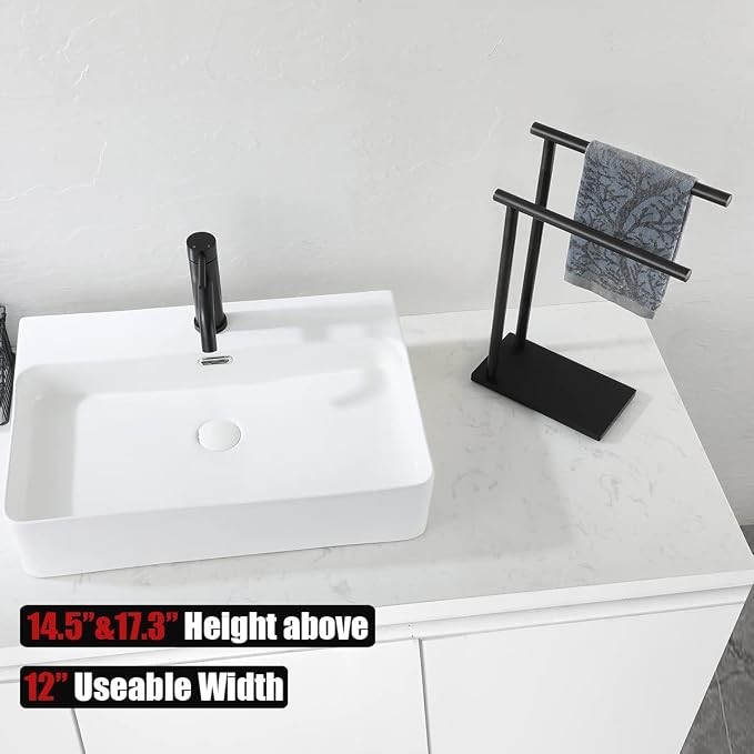 JQK Hand Towel Holder Stand Oil Rubbed Bronze, Modern Tree Rack Free Standing - Image 4