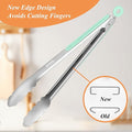 Tongs with Locking Ring, 12-Inch Food-Grade Stainless Steel, Mint Green