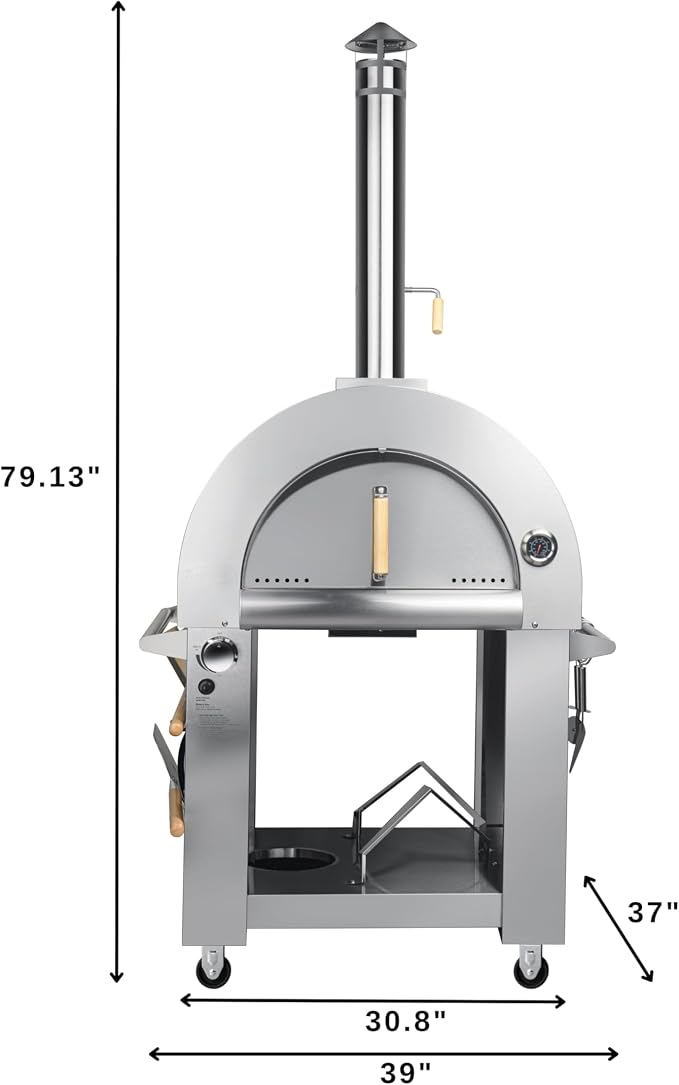 KoolMore 32 in. Outdoor Gas and Wood fired Pizza Oven in Stainless-Steel - Image 5