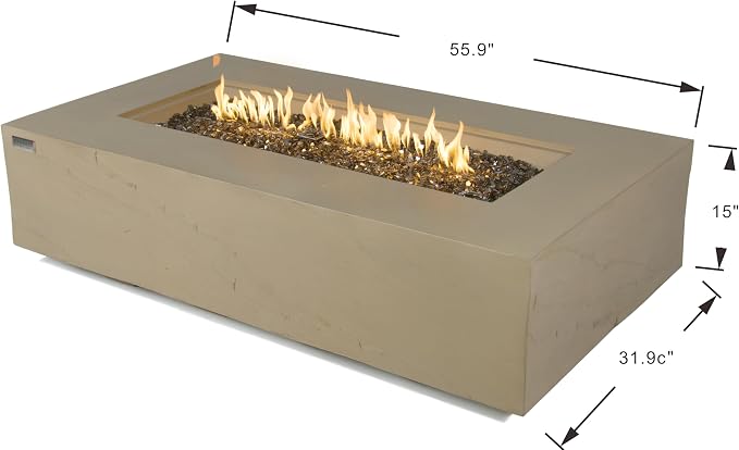 Elementi+ | Bundle Colorado Gas Fire Pit Cast Concrete 56" Rectangular Fire - Image 2