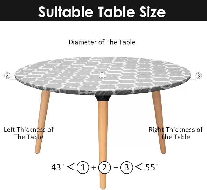 2 Pcs Round Picnic Tablecloth, Waterproof Elastic Fitted Table Covers, Elastic - Image 2