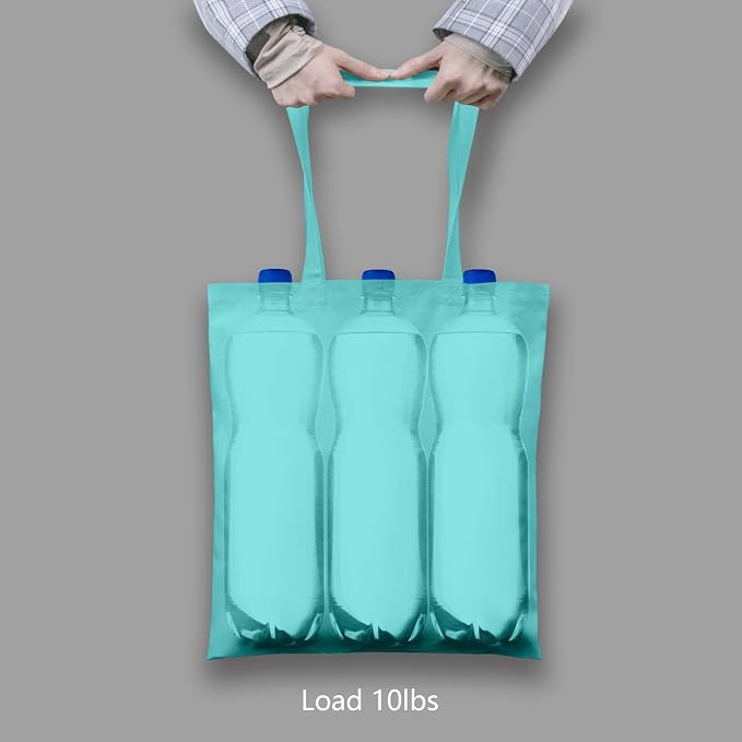 TOPDesign 6-Pack Economical 16"x15" Aqua Blue Cotton Tote Bags, Lightweight - Image 6