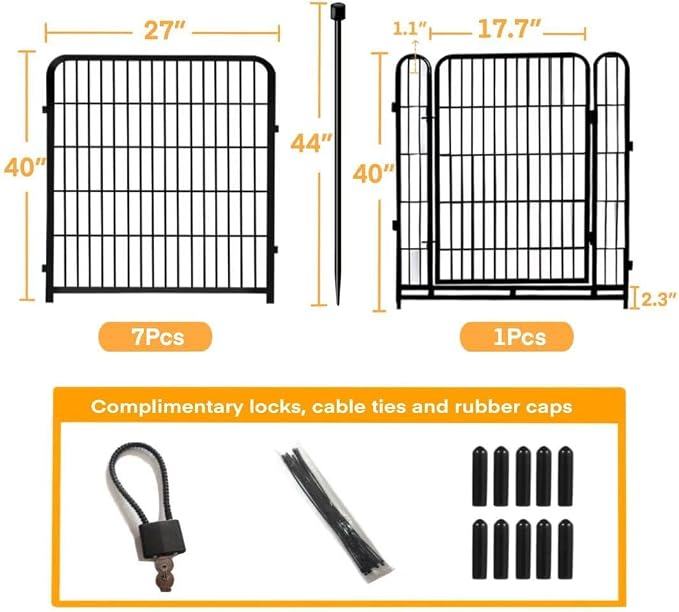 Garden Fencing 40 inch High, 8 Panels Total 17.7 Ft, Gate 17.7 Inches Wide - Image 3