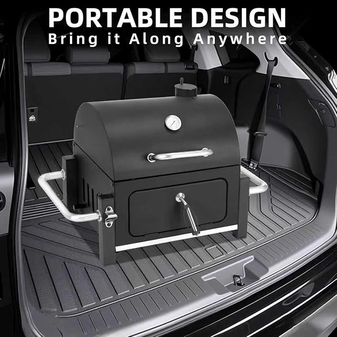 Portable Charcoal Grill, Tabletop Outdoor Barbecue Smoker, Small BBQ Grill - Image 6
