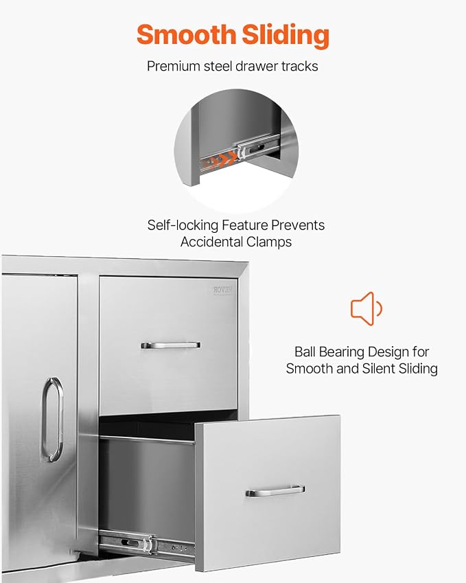 VEVOR Outdoor Kitchen Door Drawer Combo, 32.5" Wx21.7 Hx20.5 D, Access Door - Image 7