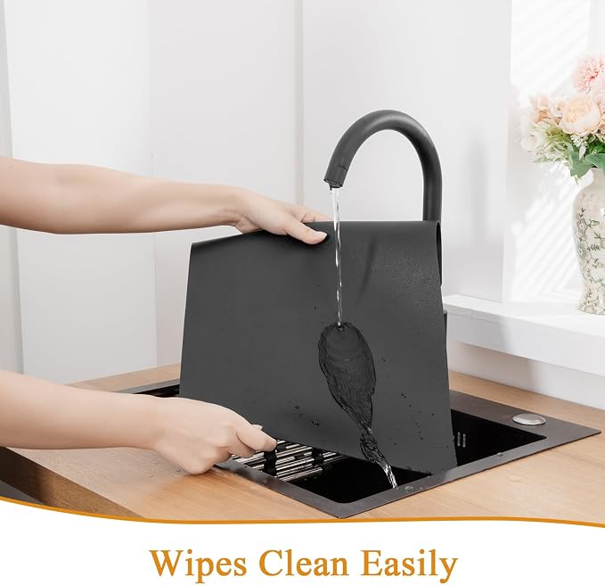 SHACOS Placemats Set of 6 Faux Leather Waterproof Leakproof Wipeable PU - Image 5