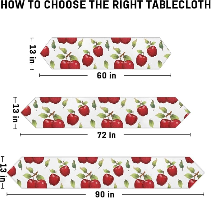 Apples Leaves Table Runners 60 Inches Long Table Runner Washable Kitchen Dining - Image 9