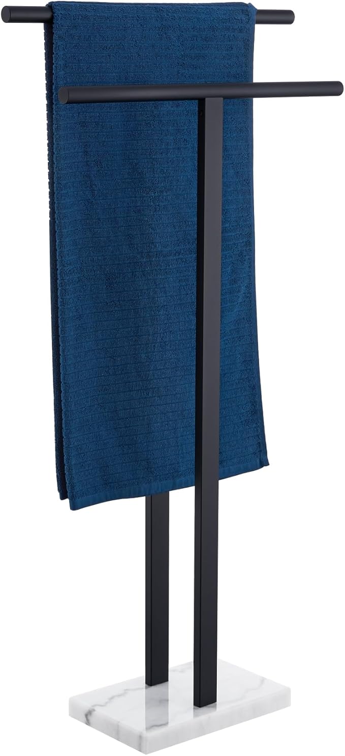 KOKOSIRI Free Standing Towel Racks Matte Black 2-Tier Towel Holder by KOKOSIRI