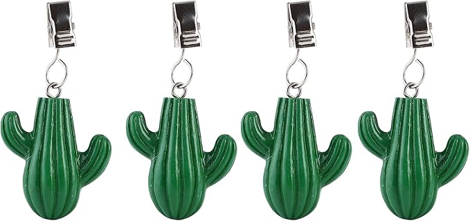 TwoFish Home Set of 4 New Green Cactus Tablecloth Weights Clips Handicraft New by TwoFishHomeFashionLLC