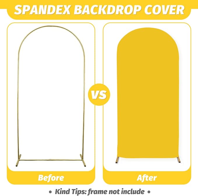 MODFUNS Set of 3 Wedding Arch Cover Gold Spandex Arch Backdrop Cover 5&6&7ft - Image 3
