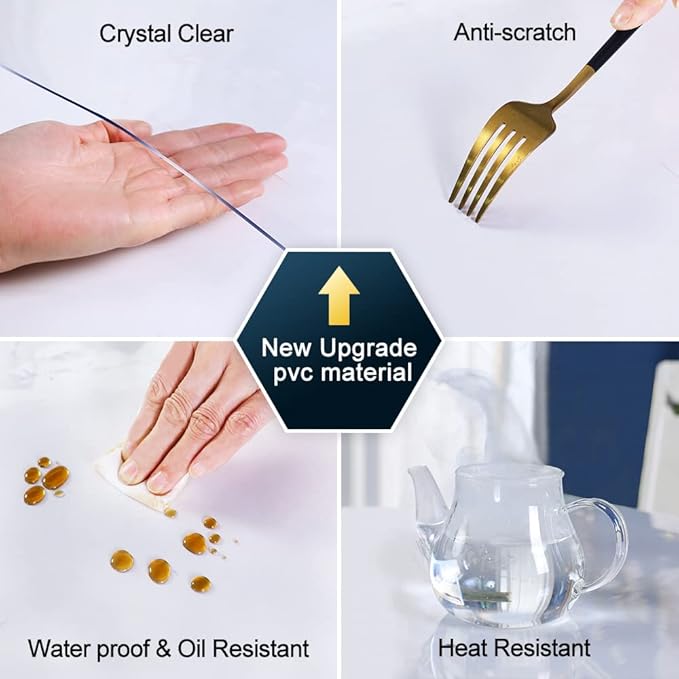 Wood Table Protector Cover Mat Tablecloth Protector Waterproof Wipeable Vinyl - Image 4