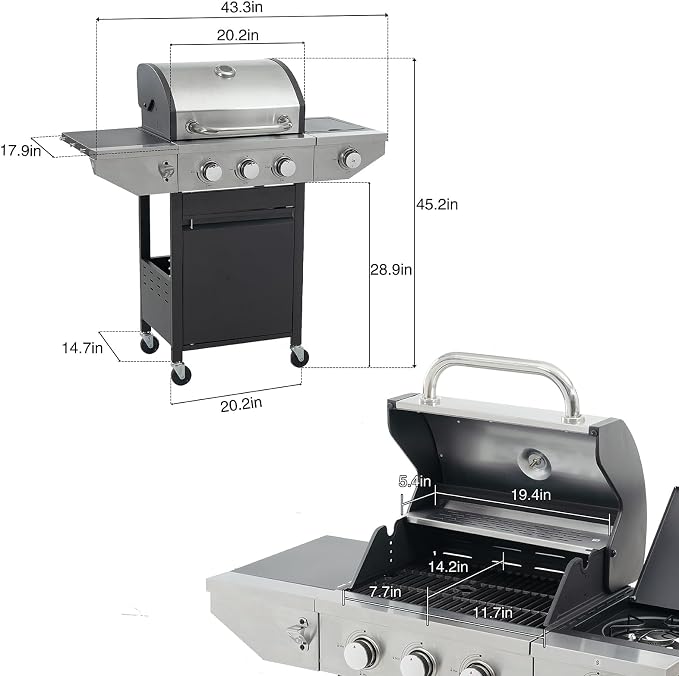 Endark 3-Burner 37, 000 BTU Stainless Steel Outdoor Propane Gas Grill - Image 2