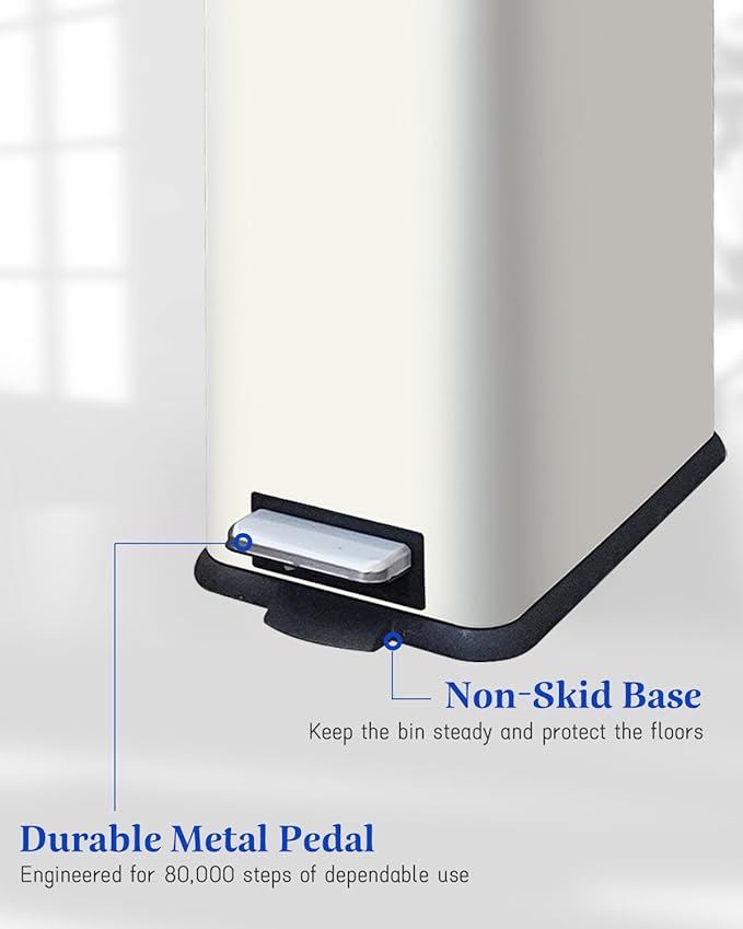 Trash Can with Lid, 10L Bathroom Waste Bin, Small Pedal Bin, Stainless Steel - Image 6