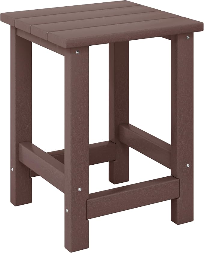 Costaelm Kids Outdoor Side Table, Small Patio HDPE Adirondack Square Table by Costaelm