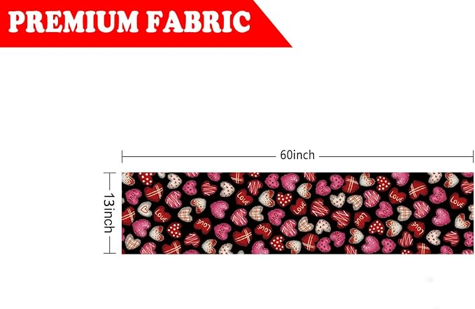 Valentines Day Decorations Table Runner Love Hearts Black Kitchen Dining Table - Image 2
