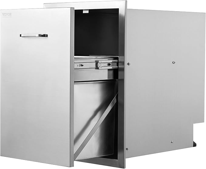 VEVOR Outdoor Kitchen Trash Drawer 17.7W x 25H x 22.8D Inch, Stainless Steel by VEVOR